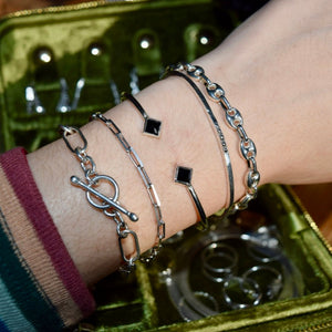 Twin Onyx Point Cuff Bracelet