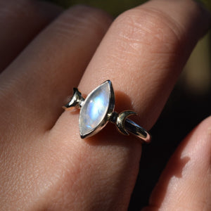 Moonstone Mixed Metal Lunar Ring