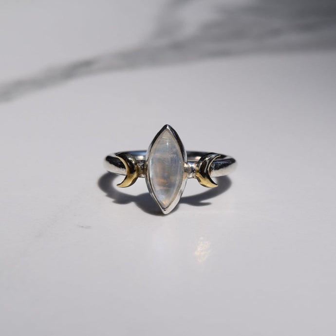 Moonstone Mixed Metal Lunar Ring