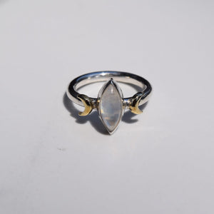 Moonstone Mixed Metal Lunar Ring