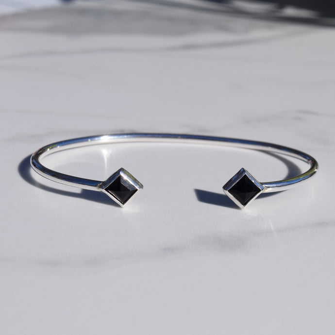 Twin Onyx Point Cuff Bracelet