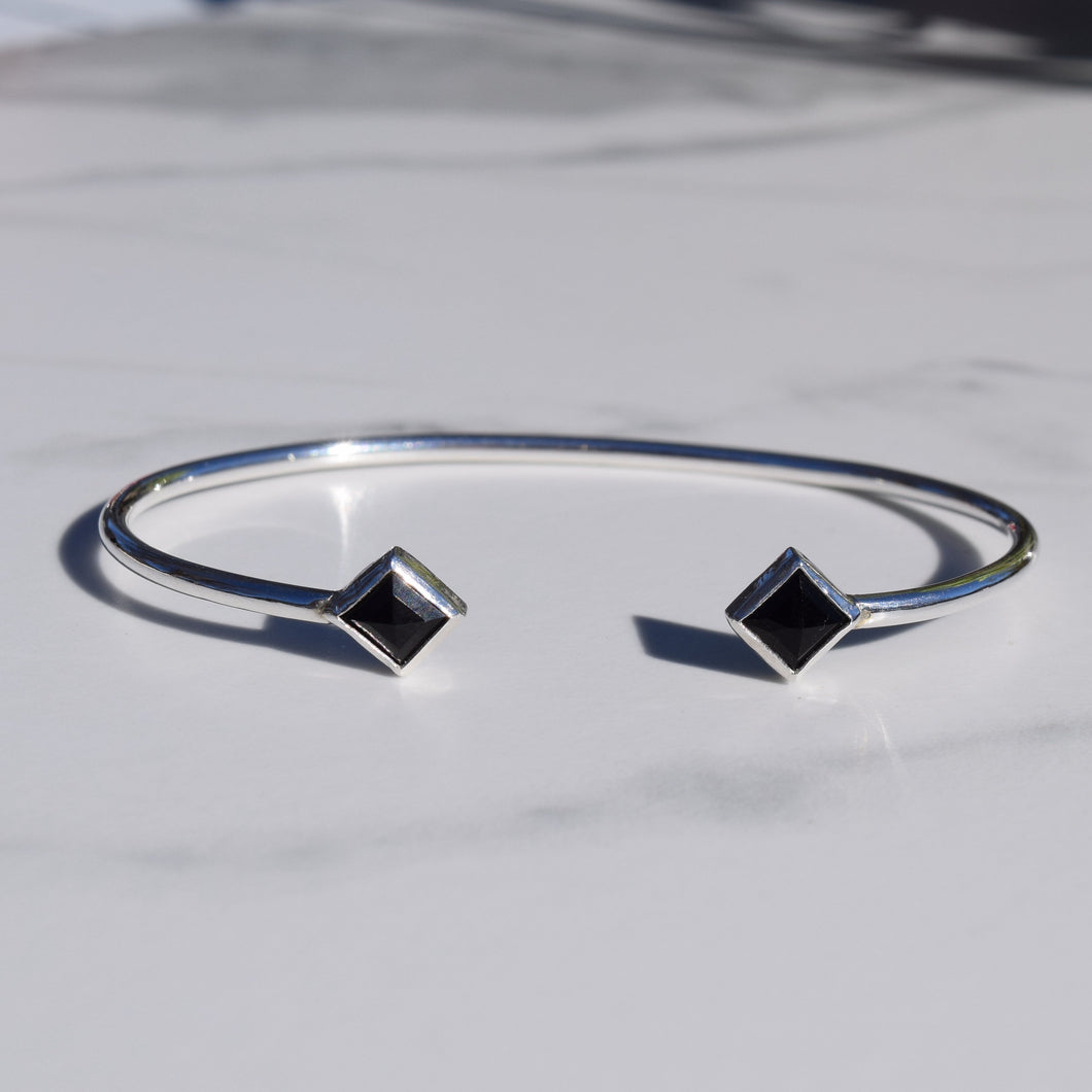 Twin Onyx Point Cuff Bracelet