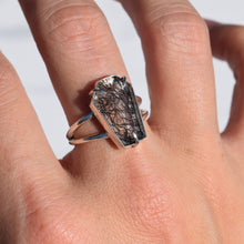 Load image into Gallery viewer, Black Rutilated Quartz Coffin Ring