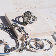 Load image into Gallery viewer, Black Rutilated Quartz Coffin Ring