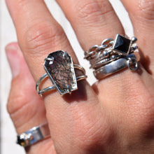 Load image into Gallery viewer, Black Rutilated Quartz Coffin Ring