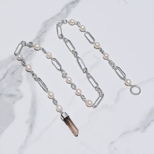 Antigua Smoky Quartz Pearl Lariat