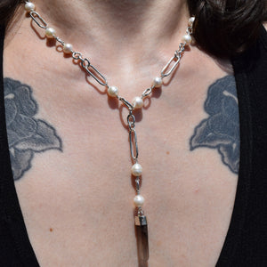 Antigua Smoky Quartz Pearl Lariat