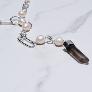 Antigua Smoky Quartz Pearl Lariat