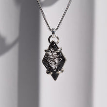 Load image into Gallery viewer, Black Rutilated Quartz Prong Necklace